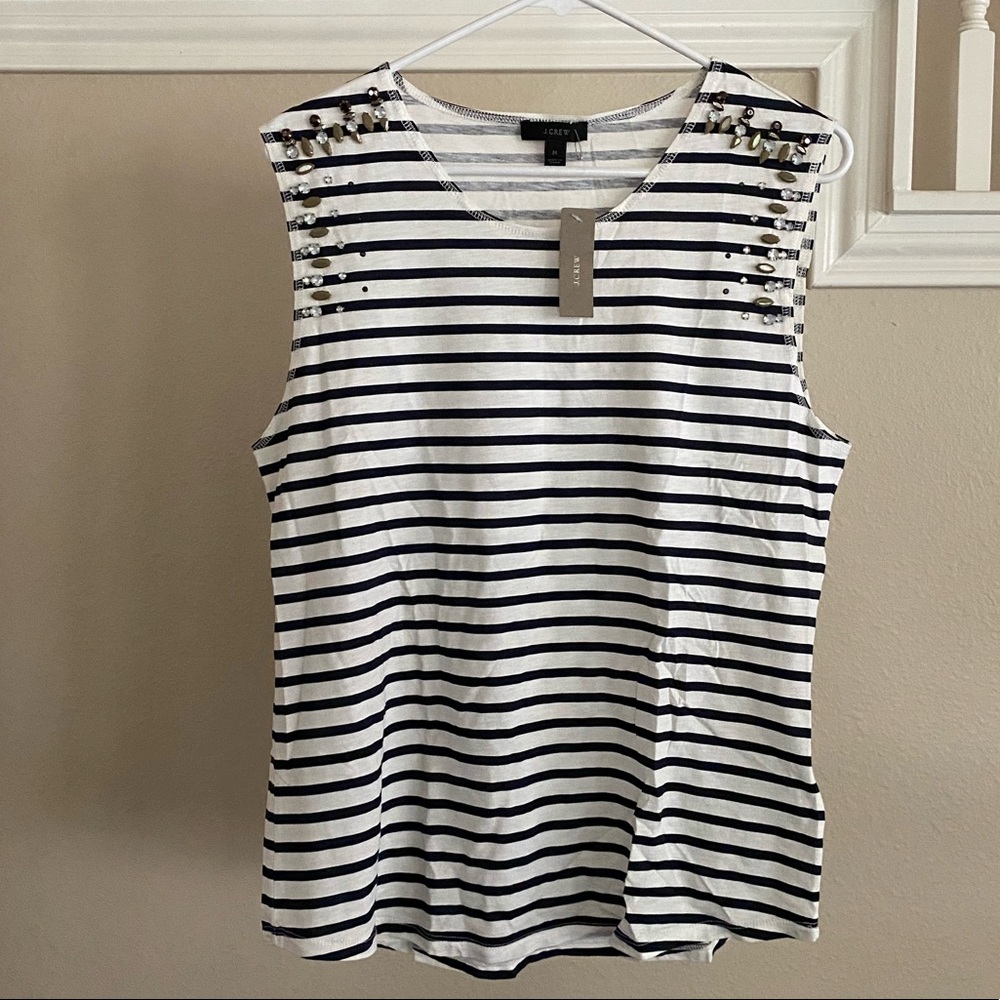 Women’s J. Crew Jeweled Striped Tank - NWT
